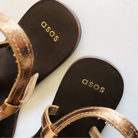 ASOS Copper T-Strap Twisted Leather Sandals - Picture 9 of 13